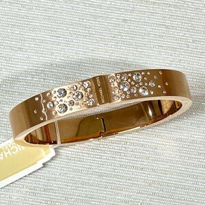 Nwt - MICHAEL Michael Kors Rose Gold Brilliance Crystals Hinged Bangle Bracelet